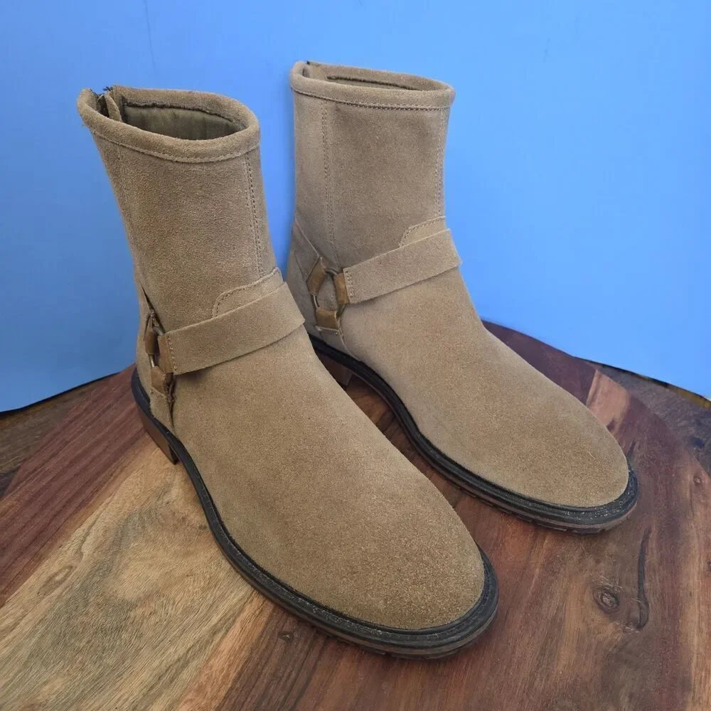 Andrew Marc Wymore Suede Engineer Boots Tan 2570 Men's 10.5